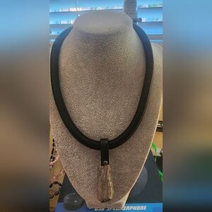 Elegant Black Necklace with Stone Pendant